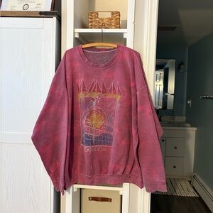 Def Leppard womens oversized Graphic Sweater - Pink